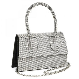 Glitter Glamour: Banquet Diamond Handbag - Fashion Luxury Evening Bags for Women, Silver Envelope Mini Sling with Top Handle