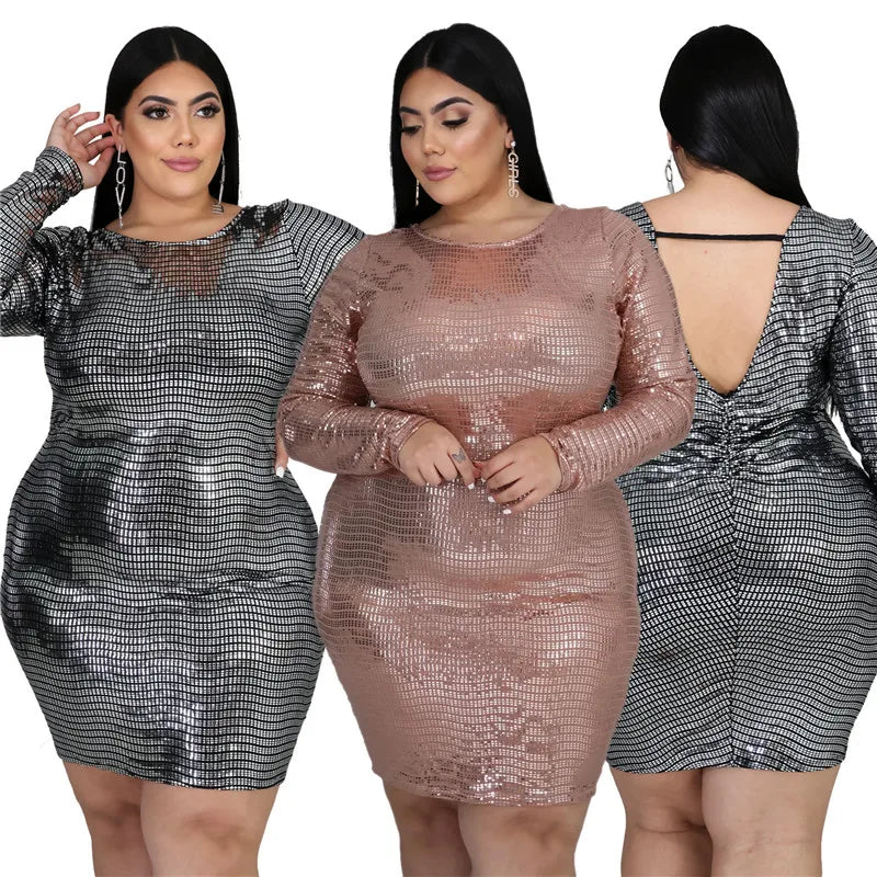 Plus Size 5XL Elegant Backless Bodycon Mini Dress – Sexy Party & Nightclub Birthday Outfit Wholesale & Dropshipping