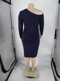 L-4XL Fall 2022 Women's Fashion Solid Color Hollow Sexy Long Sleeve Casual Slim Slit Plus Size Dresses Wholesale Dropshipping