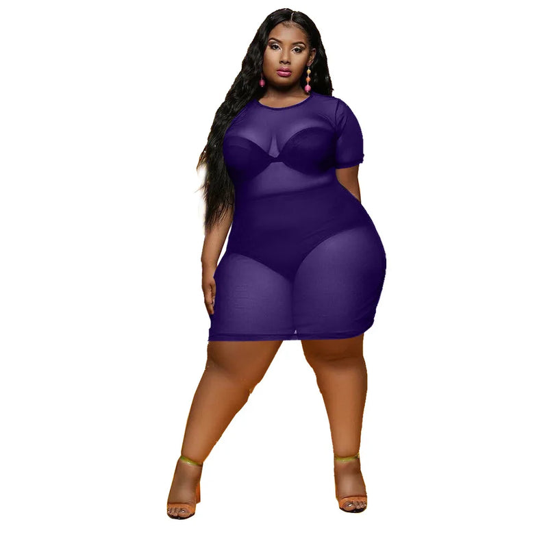 Plus Size Mesh See-Through Maxi Dress – Sexy & Trendy Club Outfit