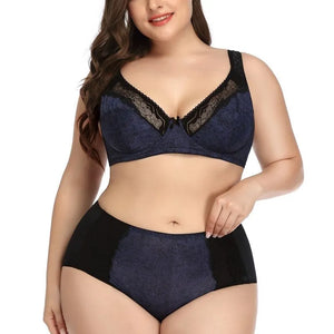 Floral Print Lace Bra and Panty Set: Sexy Lingerie Intimates for Women, Available in Sizes 85-110 D Cup XL-6XL