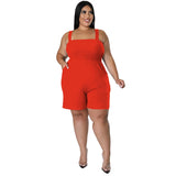 Plus Size Sleeveless Slash Neck Bodysuit – Casual & Chic Summer Jumpsuit