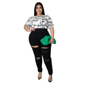 Plus Size Letter Print Lace-Up Backless T-Shirt – Trendy & Casual Summer Tee