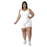 Plus Size V-Neck Sleeveless Bodysuit – Casual & Sporty Summer Jumpsuit