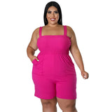Plus Size Sleeveless Slash Neck Bodysuit – Casual & Chic Summer Jumpsuit