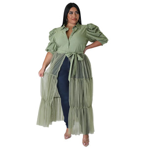 Plus Size Mesh Shirt Dress – Elegant & Trendy Summer Fashion