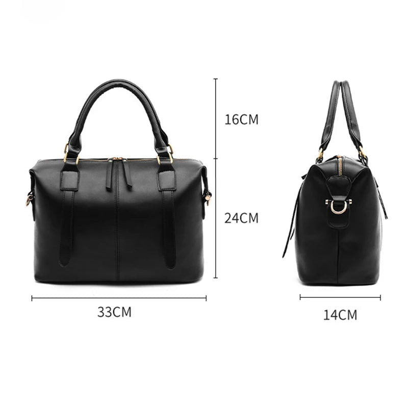 Messenger Bags for Women PU Leather Top-Handle Handbag Large Capacity Shoulder Bag Solid Color Classic Crossbody Bag Shopping