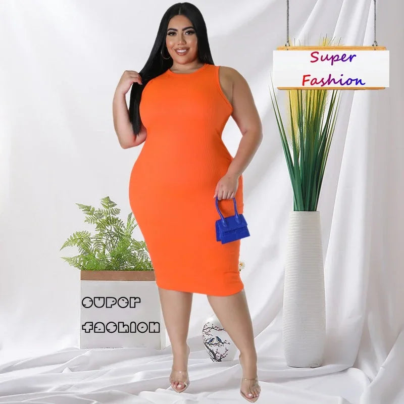 WSFEC L-4XL 2024 African Women’s Solid Color Short Sleeve Plus Size Midi Dress – Sexy & Elegant Fashion for Women
