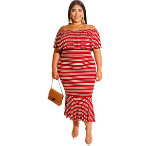 Chic Summer Ruffle Striped Dresses