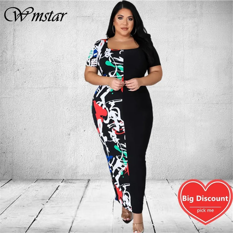 Wmstar Plus Size Patchwork Maxi Dress – Elegant & Comfortable Summer Style