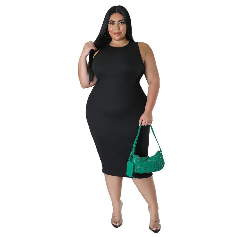 WSFEC L-4XL 2024 African Women’s Solid Color Short Sleeve Plus Size Midi Dress – Sexy & Elegant Fashion for Women