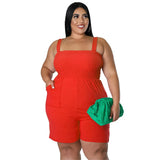 Plus Size Sleeveless Slash Neck Bodysuit – Casual & Chic Summer Jumpsuit