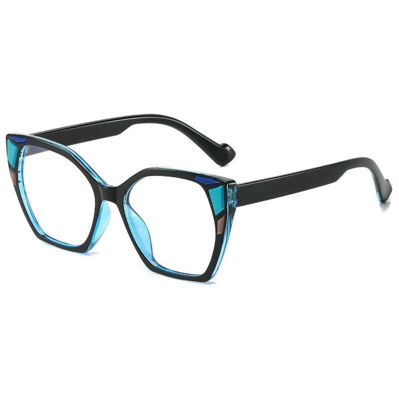Fashion Women's Retro Sunglasses Sunshade Design Sunglasses Square Contrast Color Frame Outdoors Cat Eye Anti-Blue Glasses UV400