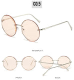 Rimless Round Gradient Lens Sunglasses Women 2024 Luxury Brand Fashion Oversized Frameless Curved Sun Glasses Eyewear Shades