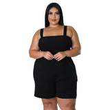 Plus Size Sleeveless Slash Neck Bodysuit – Casual & Chic Summer Jumpsuit