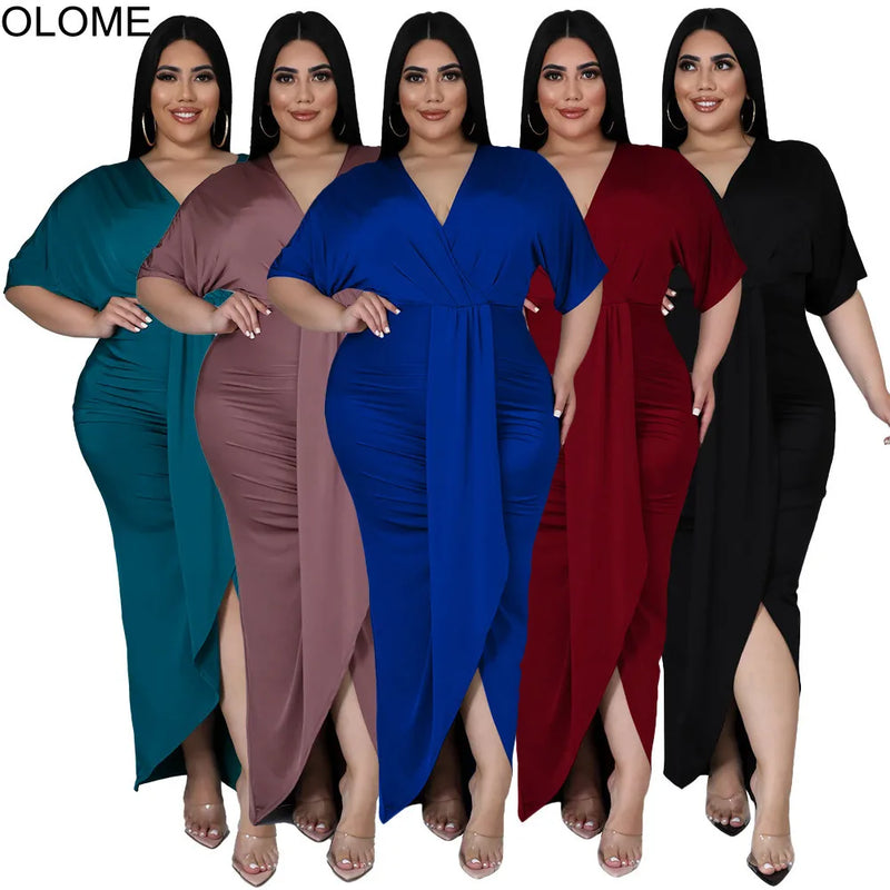 Sexy V-Neck Irregular Split Bodycon Dress – Chic Party & Nightclub Wear