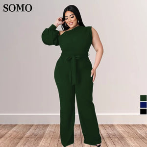 Sultry Style: Fashion Plus Size Single Shoulder Jumpsuits for Sexy Clubwear Chic