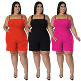 Plus Size Sleeveless Slash Neck Bodysuit – Casual & Chic Summer Jumpsuit