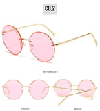 Rimless Round Gradient Lens Sunglasses Women 2024 Luxury Brand Fashion Oversized Frameless Curved Sun Glasses Eyewear Shades