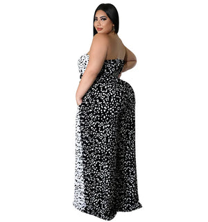 Stylish Tube Top Wide Leg Jumpsuit: Embrace Print Perfection with Strapless Chic