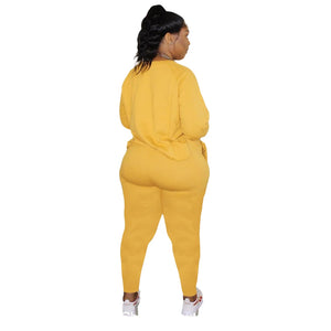 Plus Size Two Piece Sets: Long Sleeve O-Neck Two Piece "Faith " Tracksuits