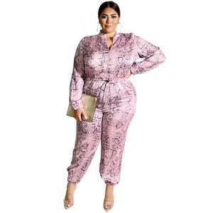 Stylish Jumpsuit with Snake Print